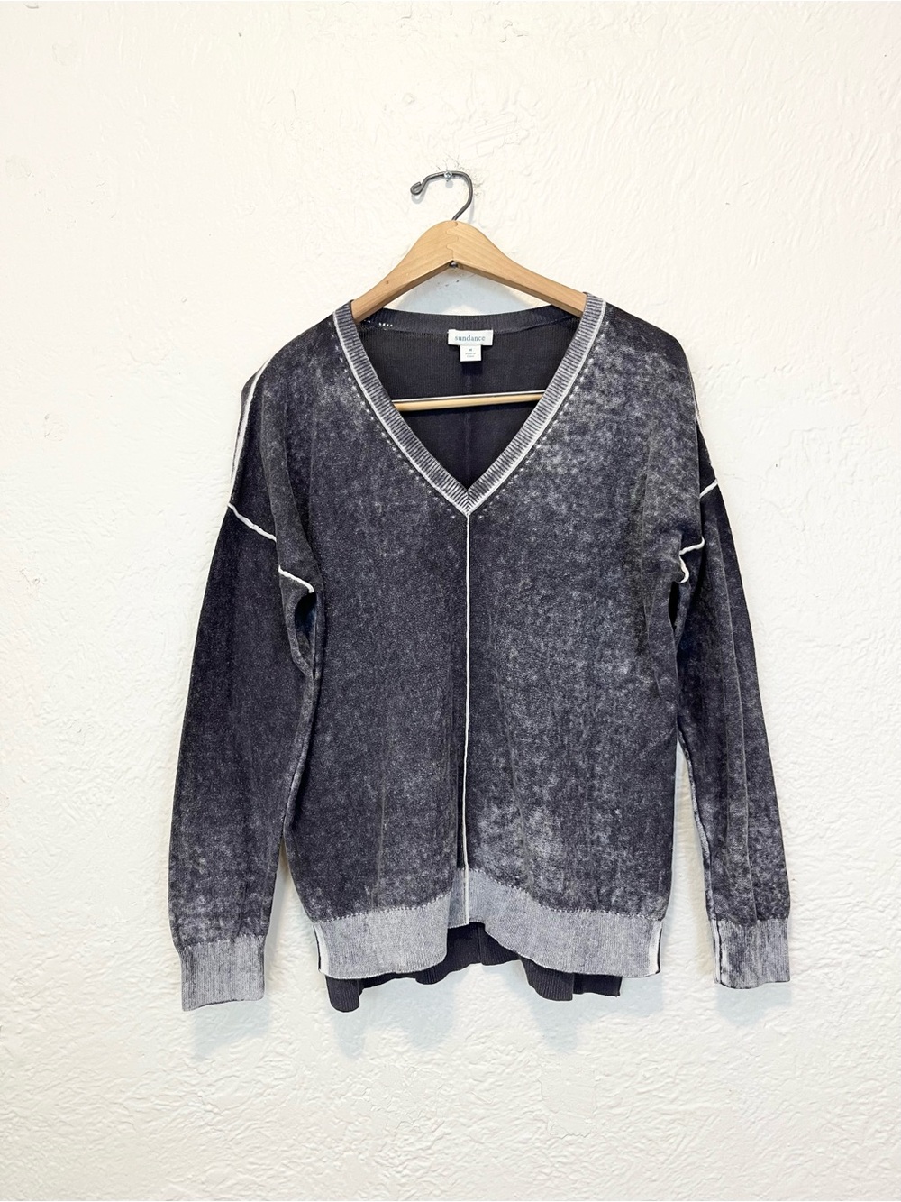 Sundance Sweater Top Gray Vintage Boho Bohemian Medium M